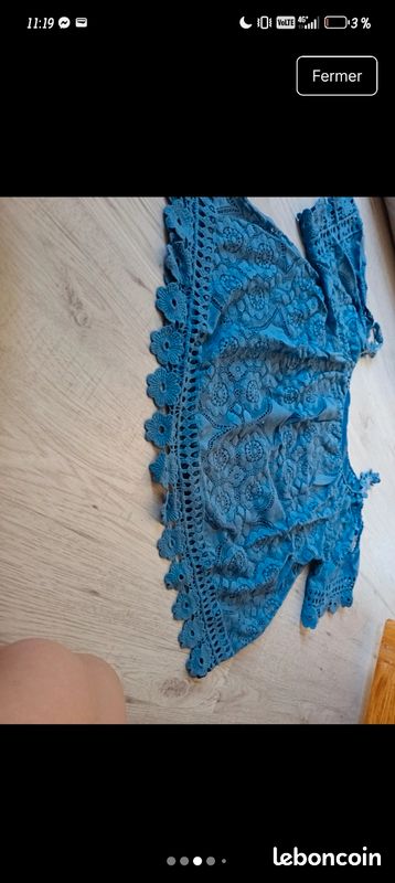 Haut blouse tee shirt 42 XL épaule dénudé fleurs (image 3)