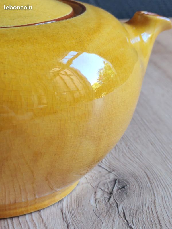 Théière Moutarde Vintage en Céramique Émaillée | Petite Théière Jaune Craquelée Style Campagne Arcopal Digoin | Déco Cuisine Rétro (image 18)