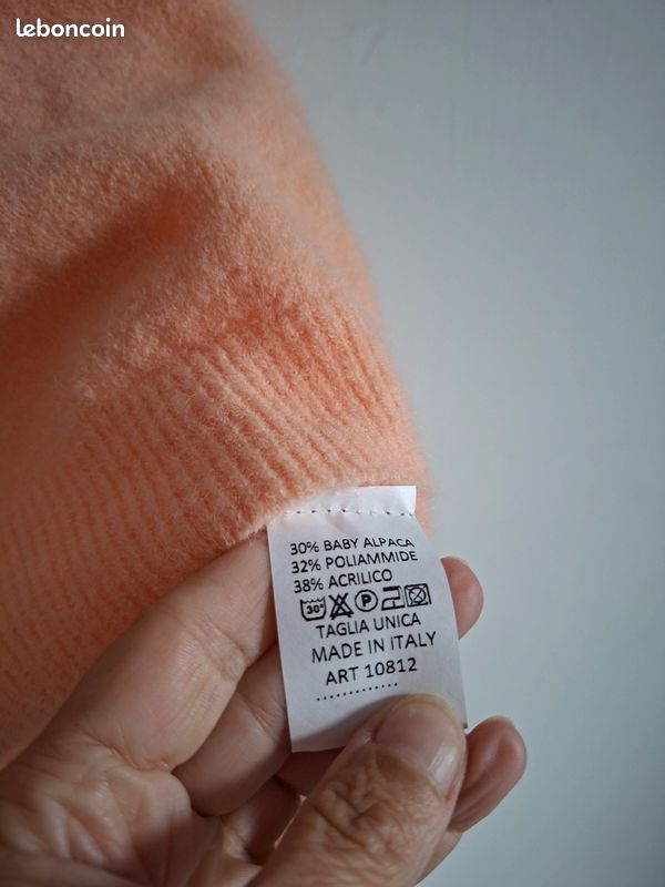 Pull débardeur avec alpaga,orange pâle, abricot, TU (34 à 40), dimensions photos, tout neuf (image 3)