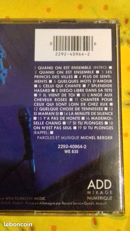 CD Michel Berger au Zénith 86 (image 2)