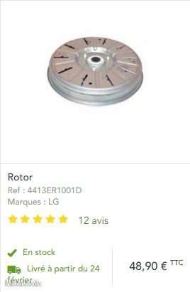 Rotor moteur lave linge LG - Électroménager