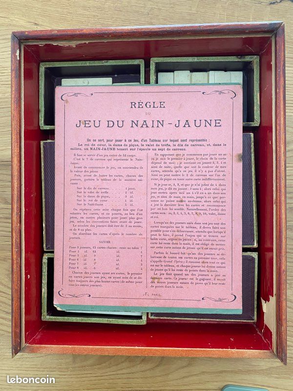 Occasion - Jeu Du Nain Jaune Ancien - XIXème Siècle - Format 27x22 Cm - Roi Cœur Déchiré