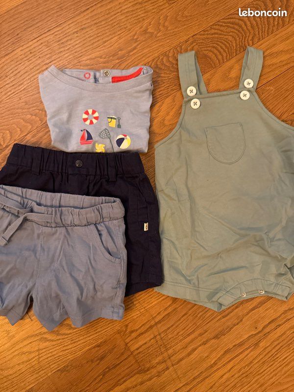 Lot salopette petit bateau, short cadet roussel et tee shirt