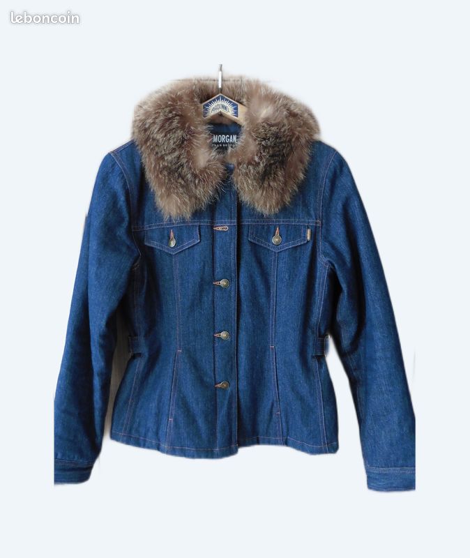 Blouson femme doublé en jean col fourrure Morgan T2 Vêtements