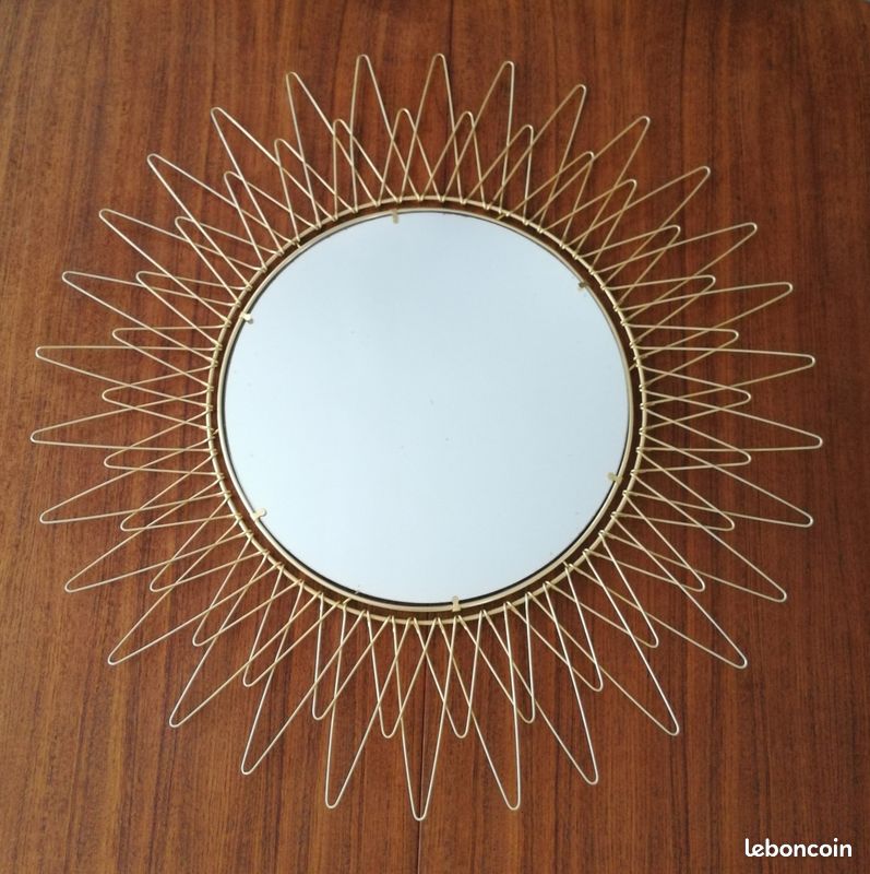 Miroir Soleil Vintage années 60 diamètre 58 cm (image 1)