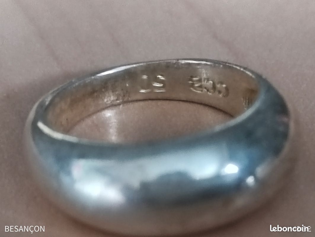 Ancienne Bague Argent Massif Alliance Anneaux Créateur Jonc Boule