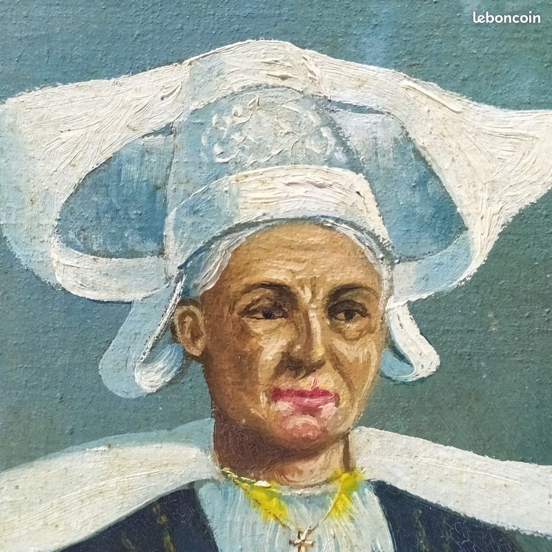 Tableau peinture couple de Breton signé Raton (image 5)