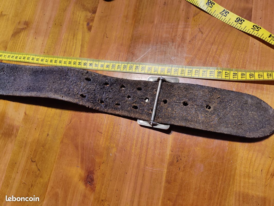 Ceinture US en cuir noir US basketwave 97 cm à 109 cm boucle argent * CT019 LAPD CHP CHIPS FBI NYPD POLICE US CHP44 (image 8)