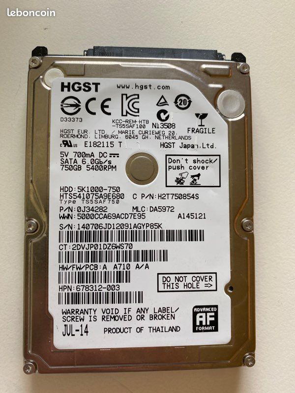 Disque Dur Hgst 500 Go À VENDRE! - FR