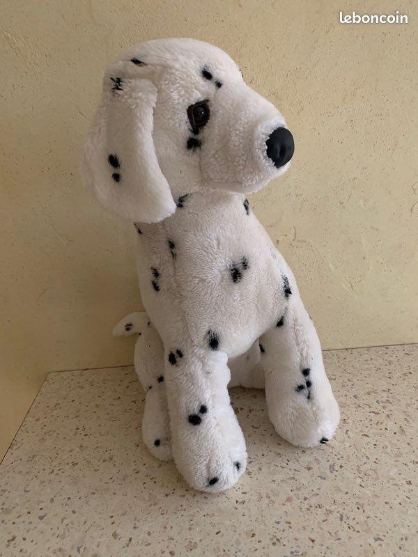 Boîte à Musique Peluche Chien Dalmatien Vintage 1985, Avec Piles