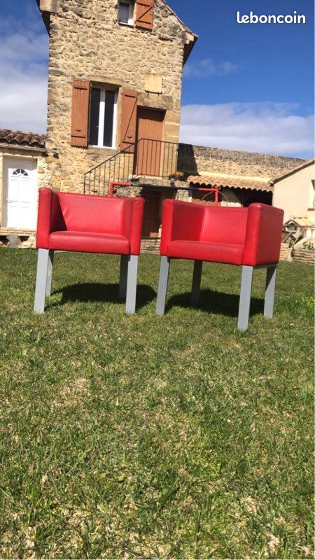 2 fauteuil cuir rouge (image 1)