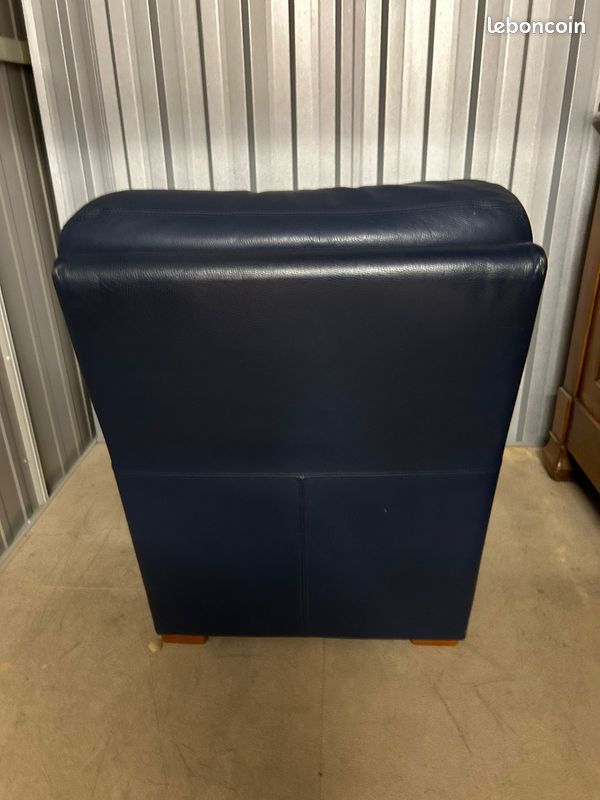 Fauteil cuir bleu (image 3)