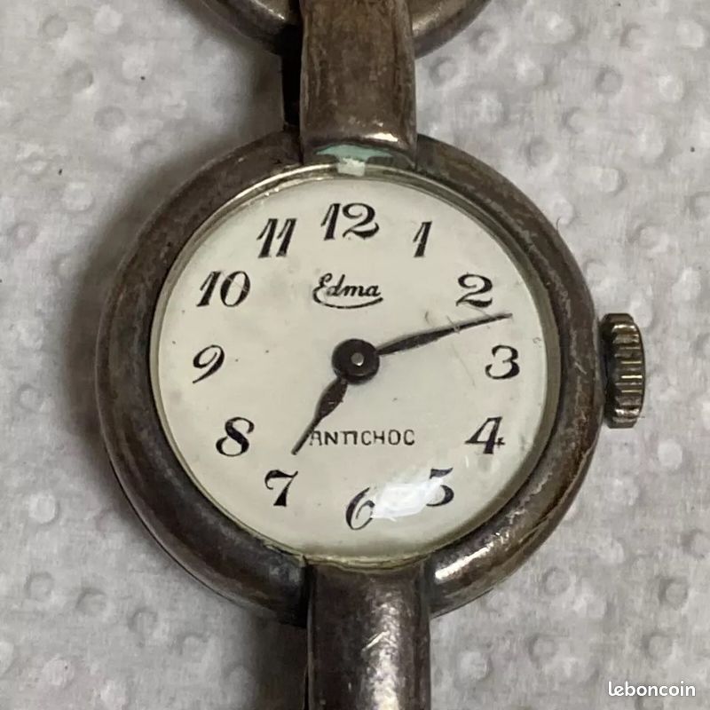 Montre Vintage Femme EDMA Paris - Argent Massif, Mécanique à Remontage, Années 60/70, Occasion