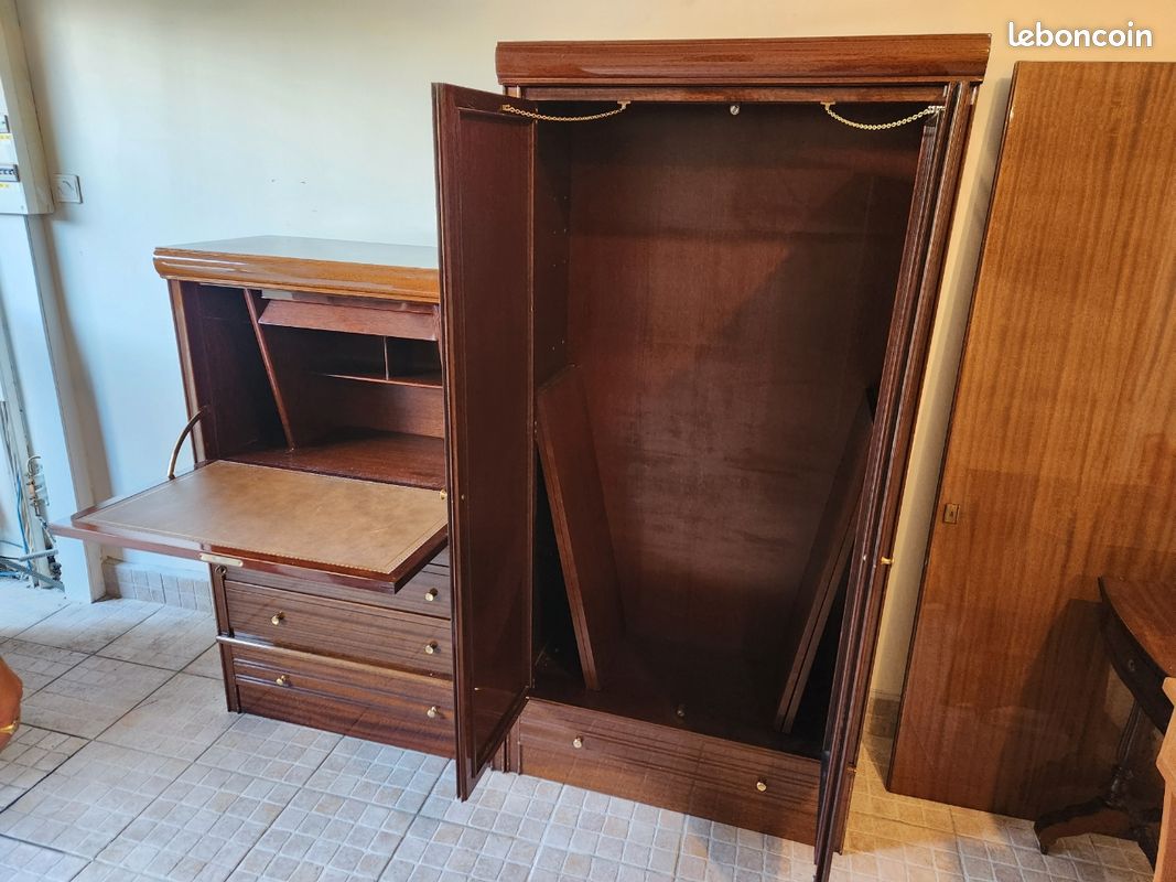 Combiné : Secrétaire et armoire bois (image 4)