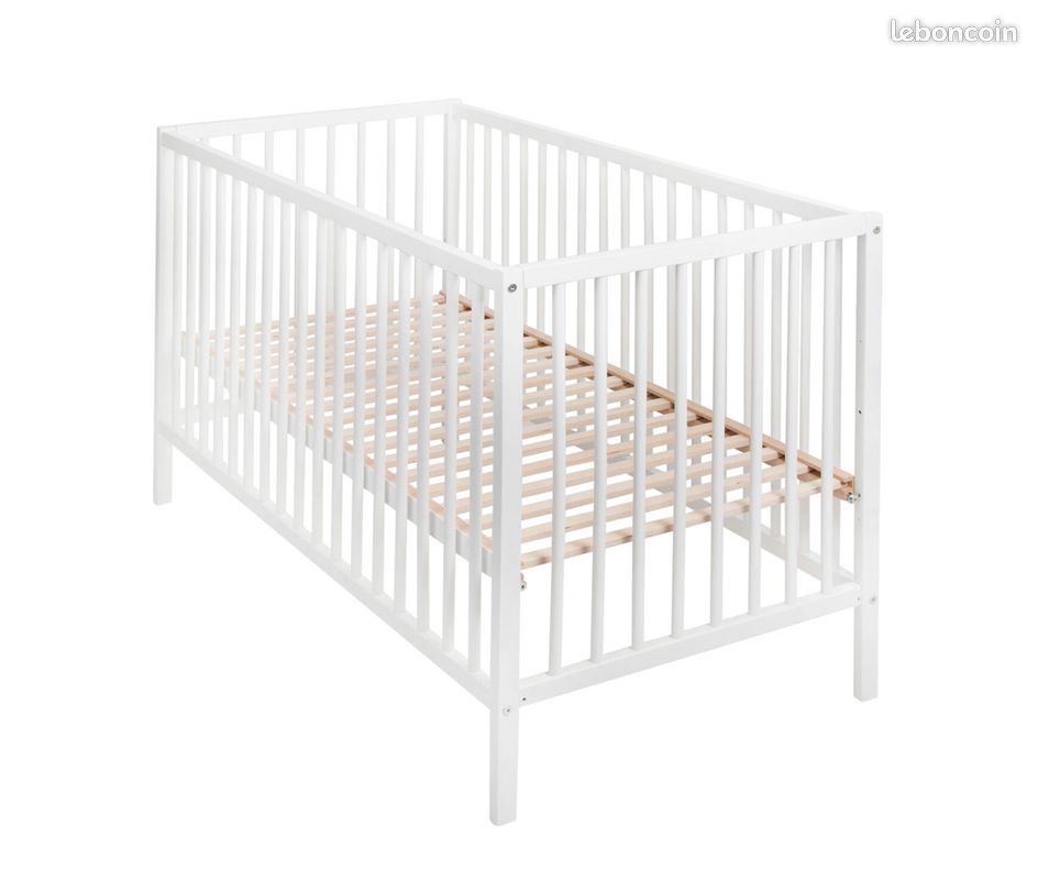 Lit bébé à barreaux en bois blanc 3 niveaux (image 1)