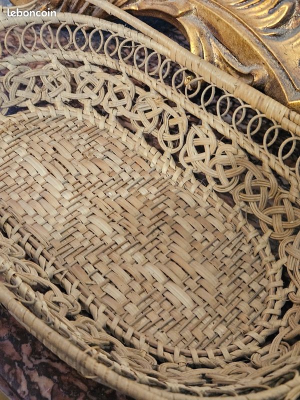 Grand Panier à Pain Vintage En Osier Et Rotin - Longueur 67 Cm - Corbeille Ancienne