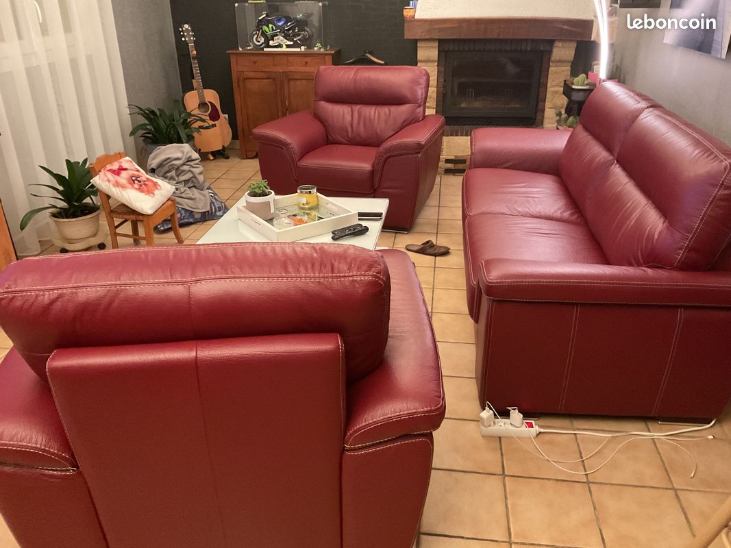 Salon cuir canapé et fauteuil (image 4)
