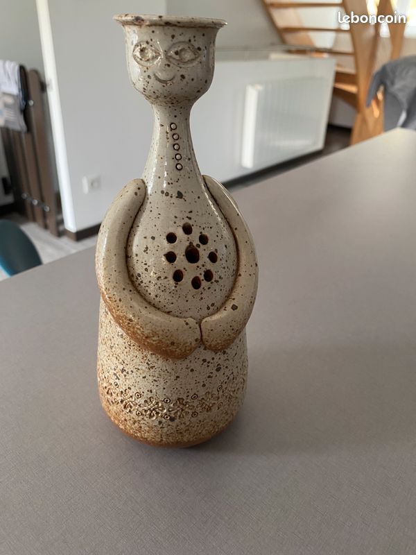 Jeanine Jaquot-Perrin bougeoir anthropomorphe vintage en grès (image 1)