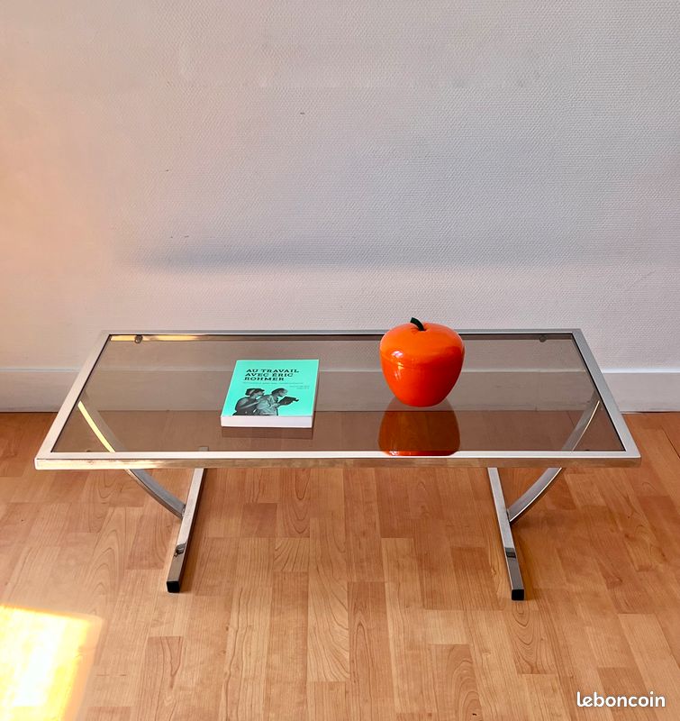 Table basse verre fumé années 70 (image 1)