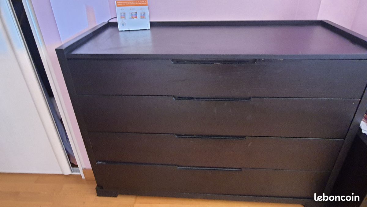 2 chevets et commode design chene Wengé (image 8)