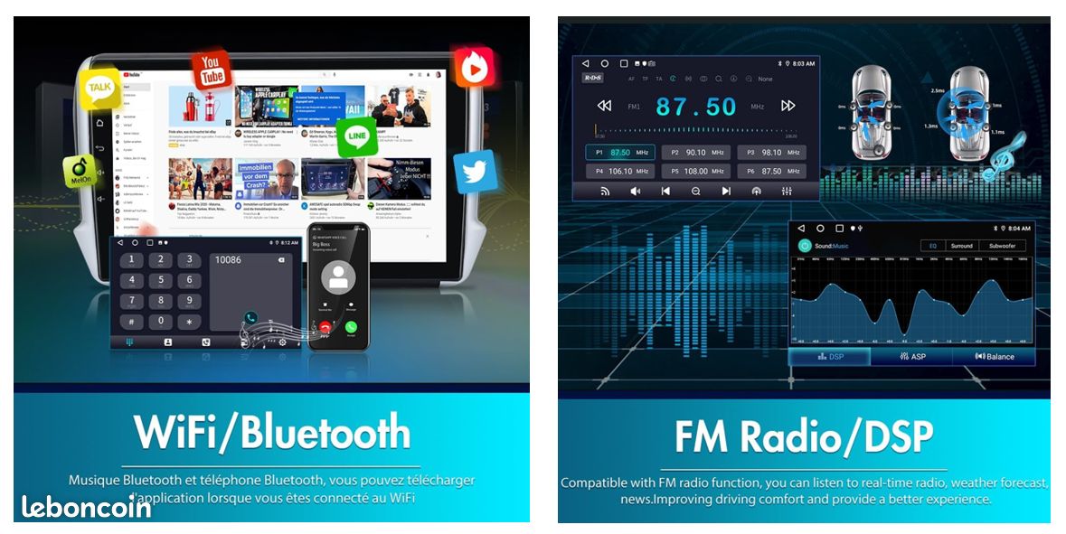 AWESAFE Autoradio Android 13 Pour Peugeot 3008/5008(2009-2016) Avec 1Go+32Go 9'' Écran Tactile