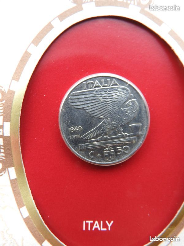 Pièce monnaie Italie 50 Centimes Victor Emmanuel 1940 Coins Enveloppe timbrée (image 3)