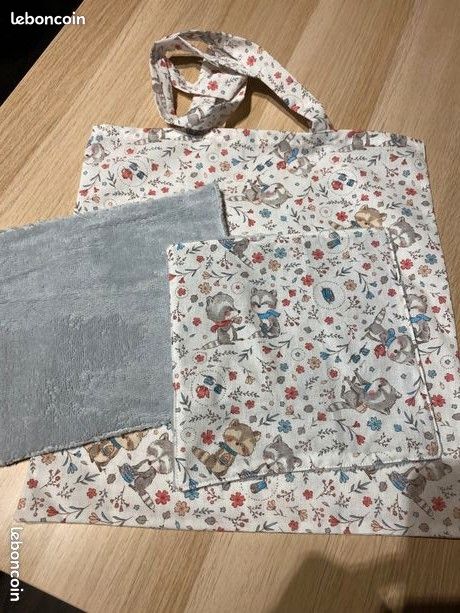 Ensemble sac bibliothèque + 2 serviettes fait main (image 14)