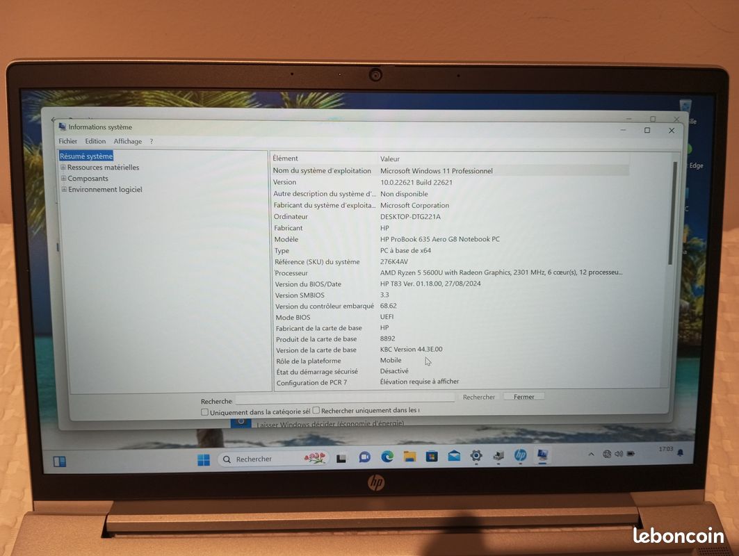 HP Probook 635 Aéro G8 en parfait état (image 7)