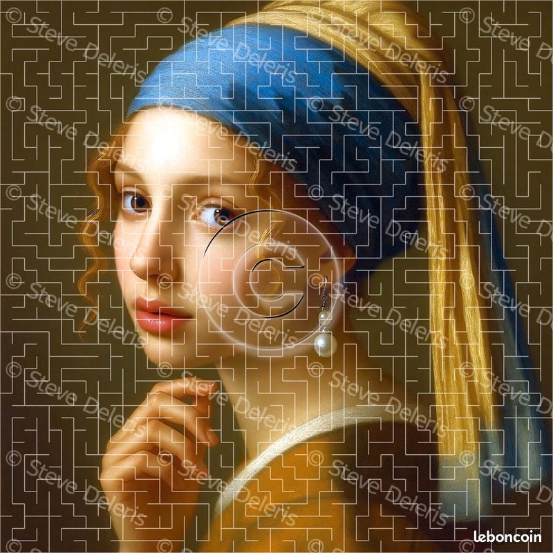 Cadre Sur Toile "La jeune fille à la perle" Johannes Vermeer / Décoration Murale (60 x 60 cm) (image 1)