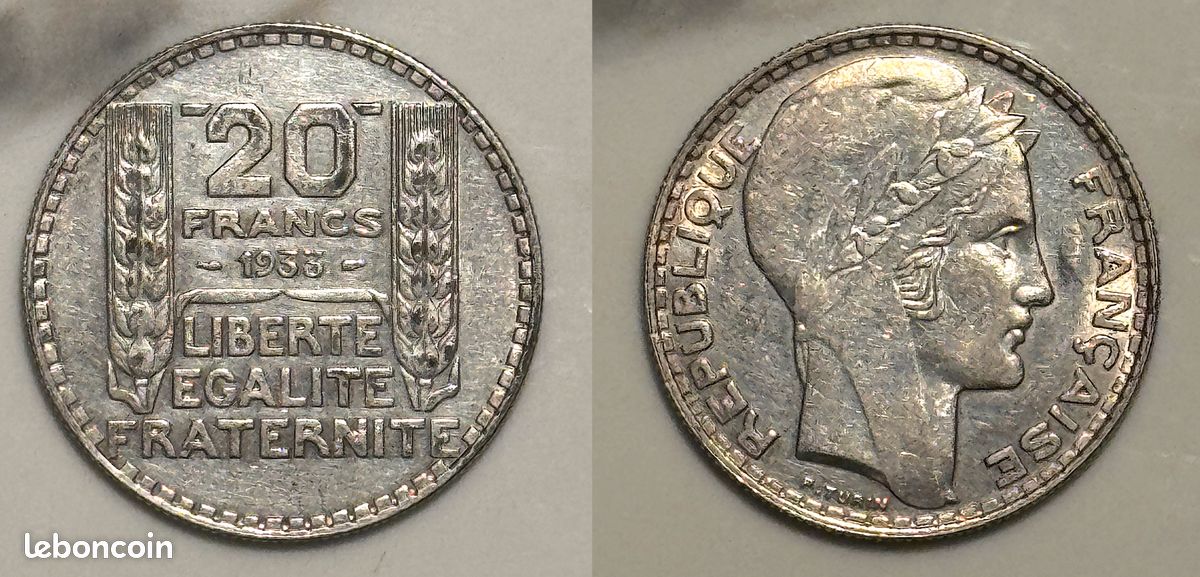 Pièce 20 francs Turin argent (image 1)