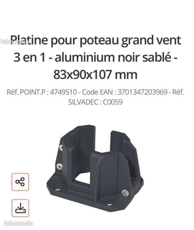 Platine poteaux grand vent Bricolage