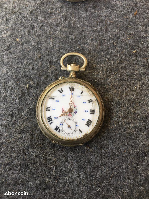 Montre à Gousset Ancienne Vers 1900 - Mécanique Manuelle, Cadran Blanc, Boîtier Argenté, Très Bon état