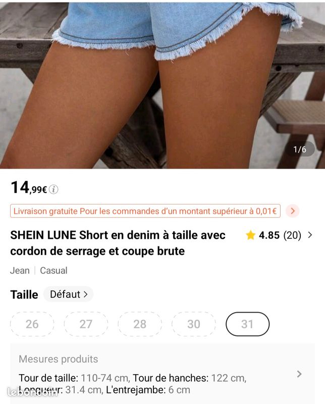 Short D'Été Femme Taille Haute En Jean Stretch Vintage Feelorna Avec Poches