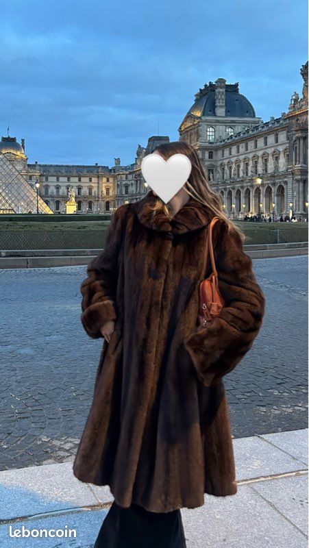 Manteau En Vison Véritable Saga Mink - Taille M/L, Marron - Occasion En Très Bon état