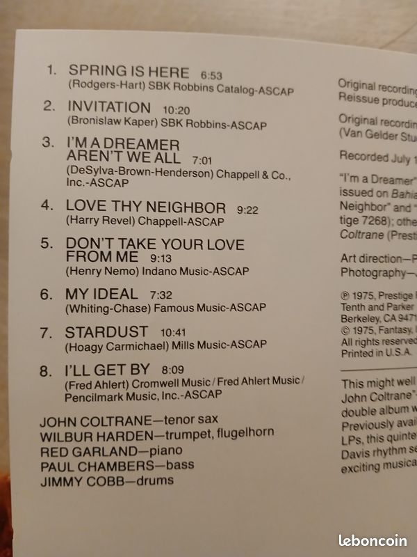 CD John Coltrane The stardust session Prestige (image 2)