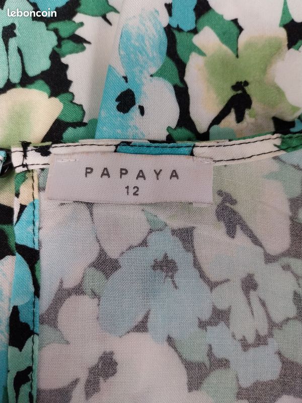 Robe mi-longue à fleurs bleu & vert Papaya (Matalan) - Neuf sans étiquette - Taille 40 (UK 12) (image 8)