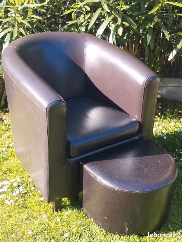 Fauteuil club + pouf (image 1)