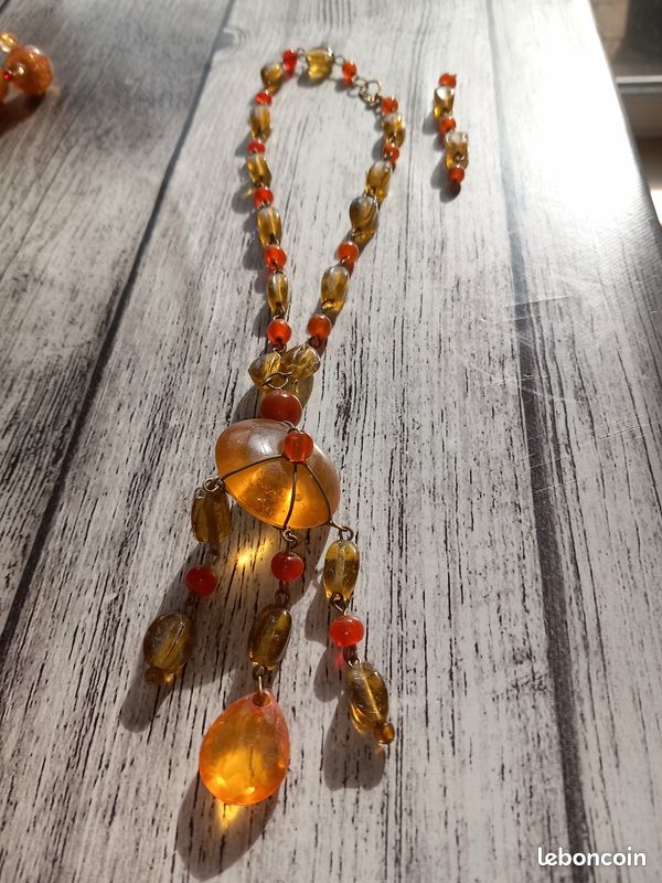 Magnifique Collier Ethnique Artisanal - Avec pierres d'ambre (Gebraucht