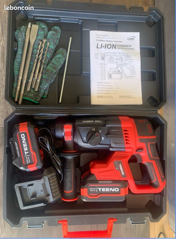 TEENO Perceuse Visseuse Sans Fil 21V – Marteau Perforateur 40Nm, 2 Batteries 2000mAh, 20 Accessoires, Lumière LED, Outil Bricolage Polyvalent