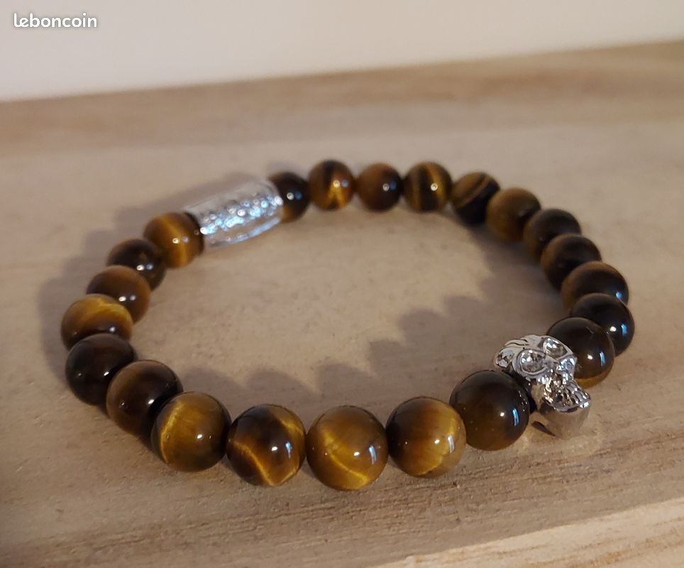 Bracelet perles homme tête de mort (image 3)