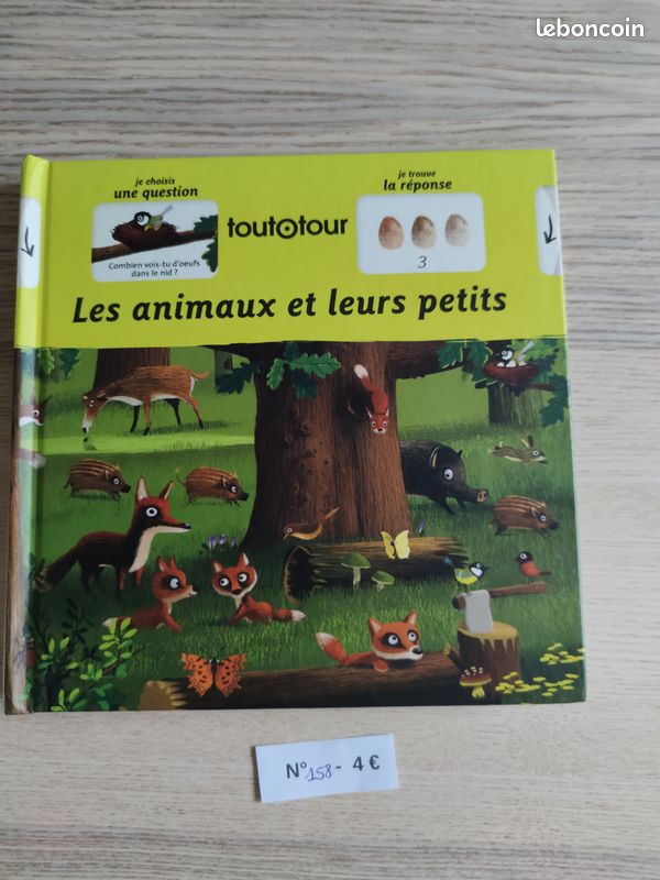 Livre enfant à roulettes les animaux et leurs petits bébé oeufs renard 80 questions roue (image 1)