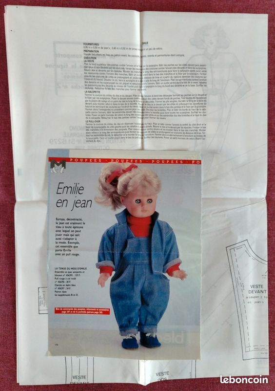 3 Patrons De Vêtements Pour Poupée - Modes Et Travaux Mai 1980 - Occasion TBE