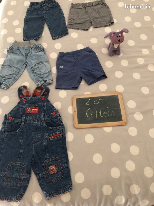 Lots de vêtements, bébé, garçon, 6 mois plus doudou peluche (image 1)