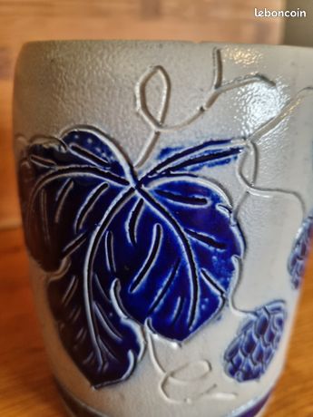Chope à Bière Betschoorf En Grès D'Alsace, Couleur Bleue - Occasion