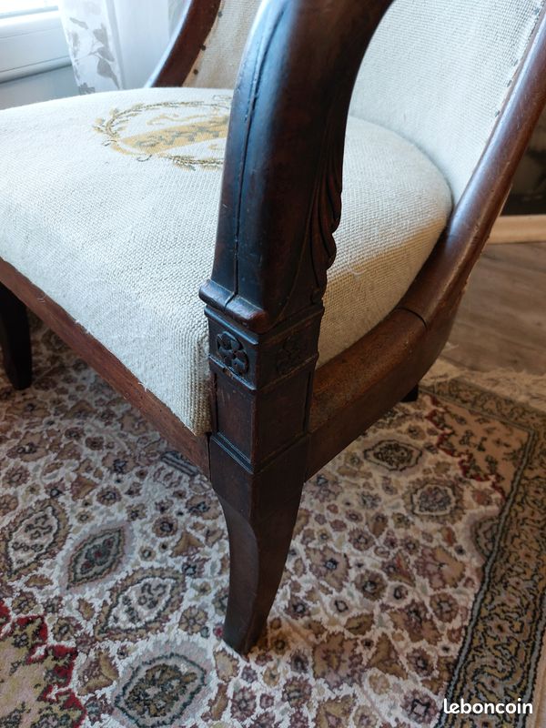 Fauteuil d'époque restauration tapisserie aux points (image 5)