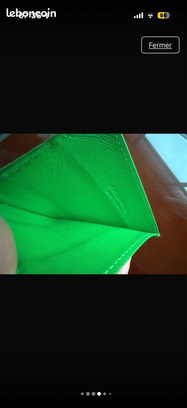 Porte-cartes Bottega Veneta vert très bon état avec étui et boîte (image 5)