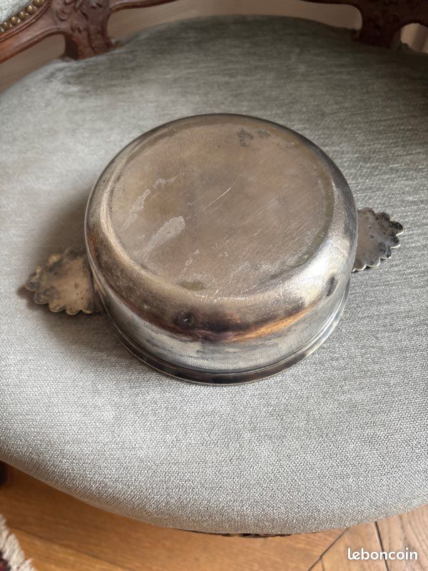 Orfèvrerie - Métal argenté plat de service creux avec poinçon
