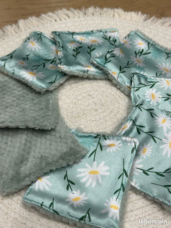 Lingettes lavable lot de 8 en satin et tissus tout doux (image 1)