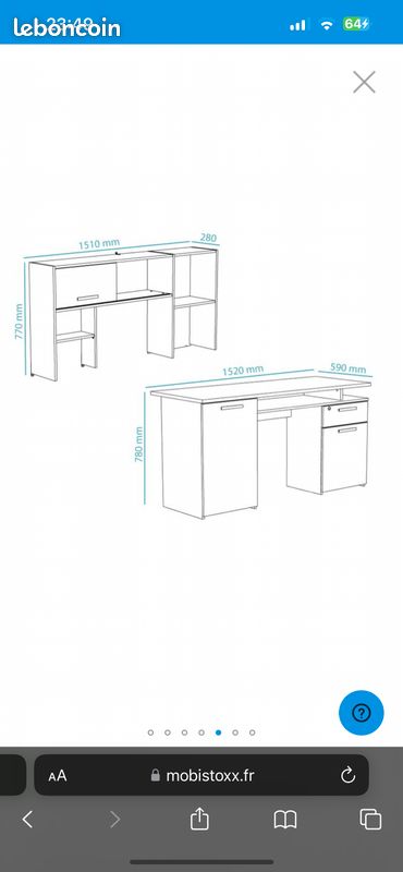 Bureau avec rangement (image 2)