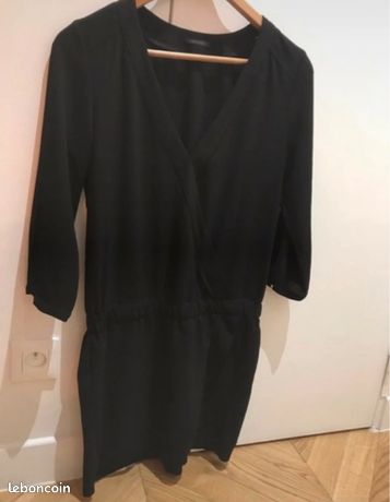 Robe Noire IKKS Pour Fille 9-10 Ans - En Maille Acrylique Et Mohair, Occasion